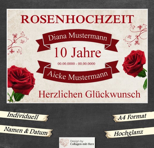Schild geschenk rosenhochzeit - ,