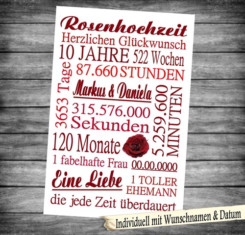 Urkunde karte rosenhochzeit - urkunde,