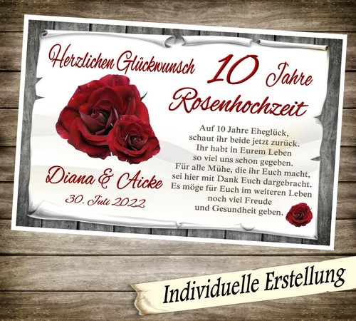 Urkunde rosenhochzeit 10 - urkunde,