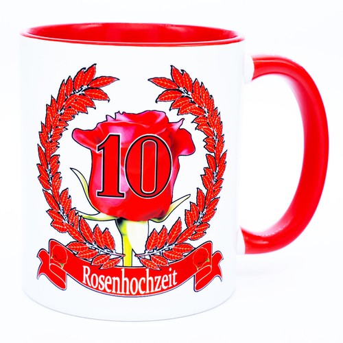 Rosenhochzeit jahre tasse - 10,