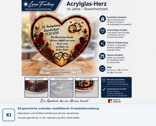 Acryl herz jahre - 10,