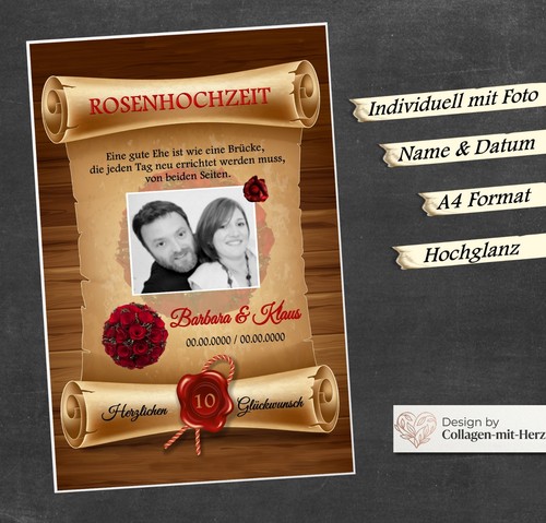 Urkunde rosenhochzeit jahre - rosenhochzeit, 10