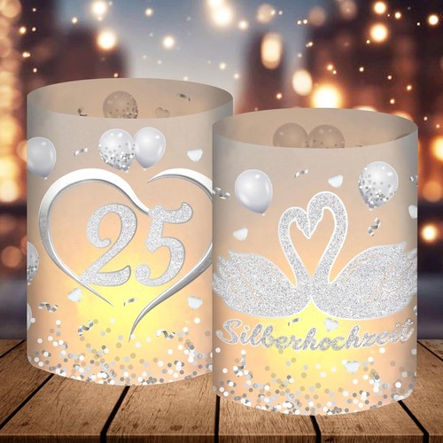 Silberhochzeit windlichter - silberhochzeit, 12